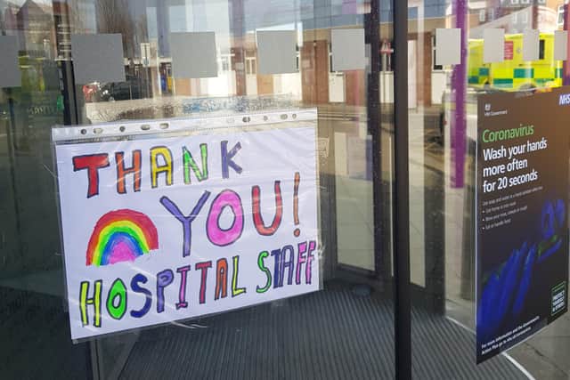 Thank you notes left for staff at South Tyneside hospital.