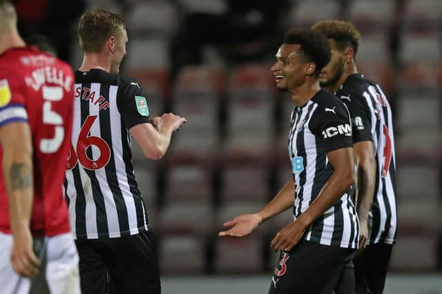 Jacob Murphy celebrates his goal.