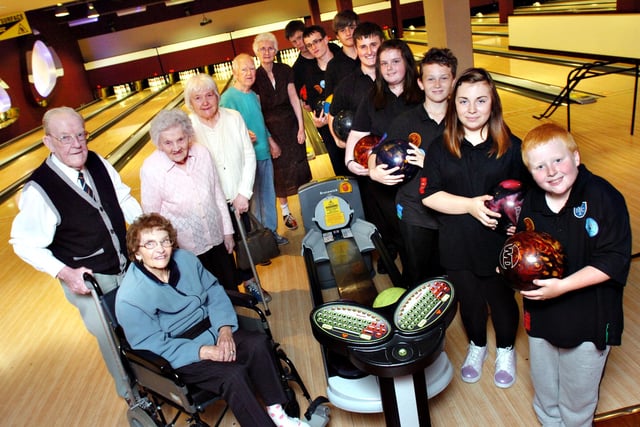 Pictured at Sunderland Ten Pin Bowling in 2011 were Lewis Graham, aged 10 front right, with fellow members of the Sunderland Young Bowling Club. They were joined by Ann Barraclough, front left, 90 with colleagues from the Sycamore Care Centre, Grindon.