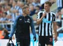Dan Burn was substituted after taking a blow to the face against Manchester City (Photo by LINDSEY PARNABY/AFP via Getty Images)