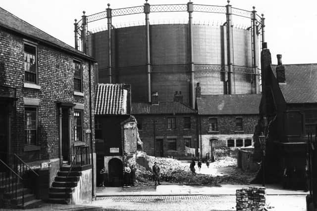 Under the shadow of the gasometer - Waterloo Vale with, on the left, Nelson Street.