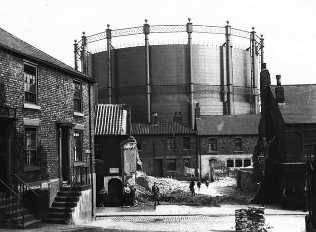 Under the shadow of the gasometer - Waterloo Vale with, on the left, Nelson Street.
