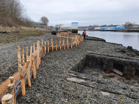 Habitat creation work on Hebburn riverside.