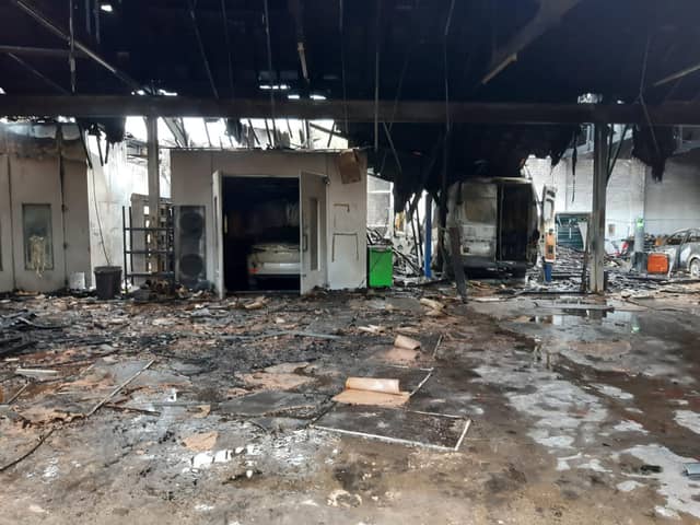 The aftermath of the blaze at Garden Lane Garage.