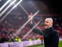 Manchester United head coach Erik ten Hag at Old Trafford yesterday.