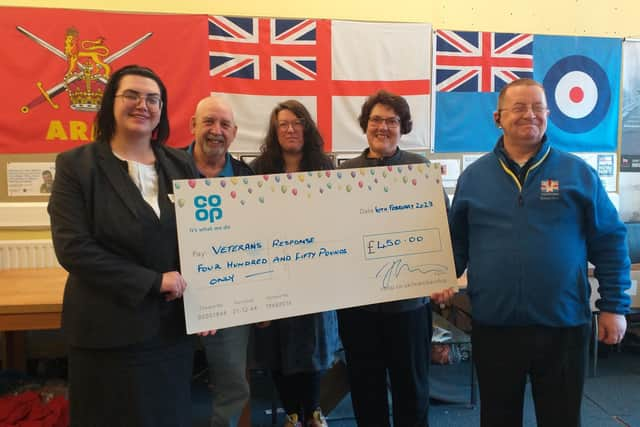 From left: Jade Hutchinson of Co-op Funeralcare, Paul Boyle from Veterans Response< Caroline Collinge and Amanda Lenney of the Co-op and Ian Driver of Veteran’s Response.