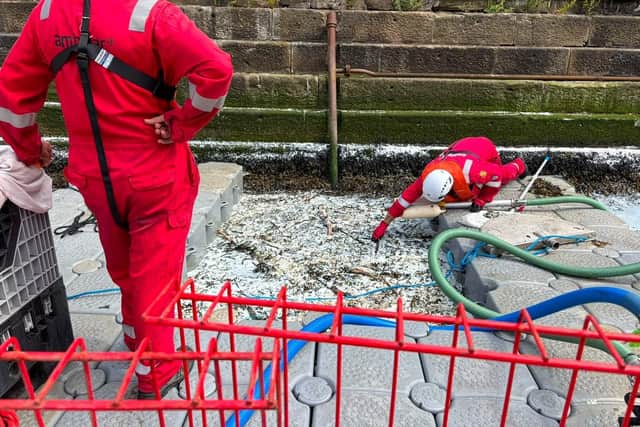 The Port of Tyne distributed floating pontoon platforms to trap nurdles and ease recovery.