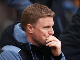 Eddie Howe, Manager of Newcastle United, looks on prior to the Premier League match between Newcastle United and Wolverhampton Wanderers at St. James Park on March 12, 2023 in Newcastle upon Tyne, England. (Photo by Naomi Baker/Getty Images)