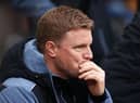 Eddie Howe, Manager of Newcastle United, looks on prior to the Premier League match between Newcastle United and Wolverhampton Wanderers at St. James Park on March 12, 2023 in Newcastle upon Tyne, England. (Photo by Naomi Baker/Getty Images)