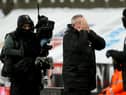 Steve Bruce, manager of Newcastle United, reacts during the Premier League match between Newcastle United and Crystal Palace at St. James Park on February 02, 2021.