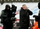 Steve Bruce, manager of Newcastle United, reacts during the Premier League match between Newcastle United and Crystal Palace at St. James Park on February 02, 2021.