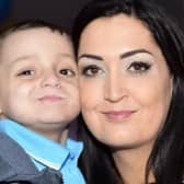 Bradley Lowery, pictured with mum Gemma, at his sixth birthday party.