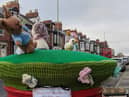 The knitted Beatrix Potter scene, which has appeared on a postbox in South Shields