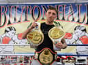 Jarrow boxer Robbie Colman shows off his three belts.