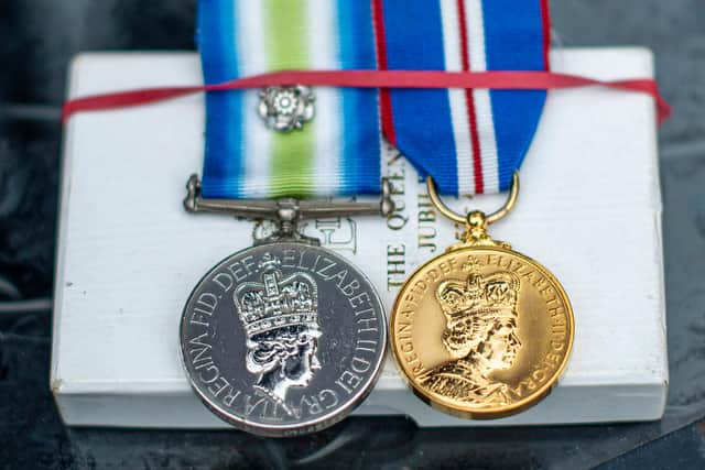 Anthony's South Atlantic Medal, awarded to servicemen and women who served during the Falklands War, and his 2002 Queen’s Golden Jubilee Medal.