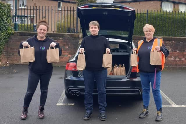 Hebburn Helps co-founders Angie Comerford (left) and Jo Durkin (right) with Jarrow MP Kate Osborne.