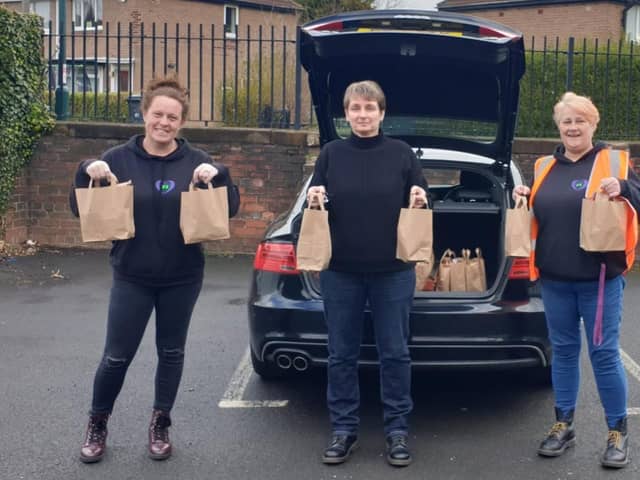 Hebburn Helps co-founders Angie Comerford (left) and Jo Durkin (right) with Jarrow MP Kate Osborne.