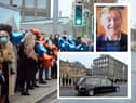 Hays Travel staff gather to say their goodbyes to business founder John Hays ahead of his funeral on Wednesday, November 25