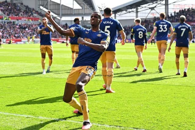 Newcastle United striker Alexander Isak celebrates scoring his team's winner yesterday.