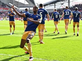 Newcastle United striker Alexander Isak celebrates scoring his team's winner yesterday.