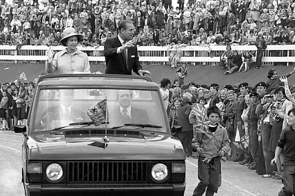 The Royal couple at Gypsies Green with some of the Scouts on parade at the trackside. Photo: Freddie Mudditt (Fietscher Fotos).