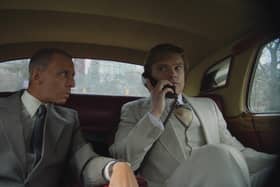 Jeremy Strong as Roy Cohn and Sebastian Stan as Donald Trump in The Apprentice