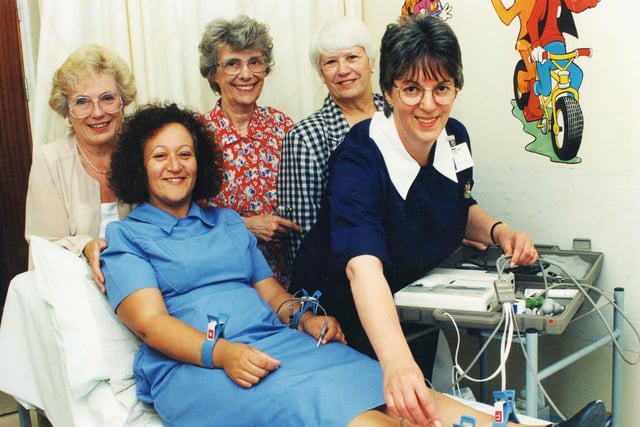 Members of the Boldon branch of the Womens' Royal Voluntary Service handed over almost £1,000 for a ECG machine in August 1994.