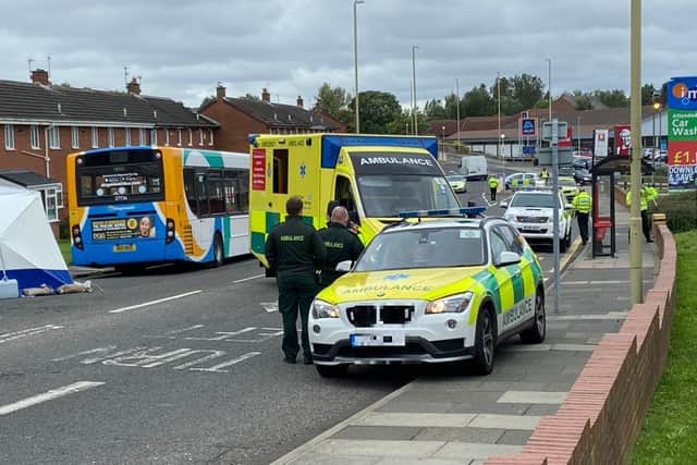 Emergency services on the scene of the collision in Chichester Road in South Shields.
