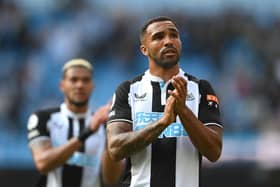 Newcastle striker Callum Wilson applauds the fans after the Premier League match between Manchester City and Newcastle United at Etihad Stadium on May 08, 2022 in Manchester, England. (Photo by Stu Forster/Getty Images)