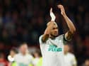 Newcastle United's Joelinton of Newcastle United applauds the club's travelling fans at the Vitality Stadium.