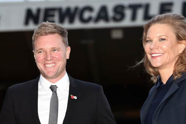 New Newcastle Head Coach Eddie Howe with Amanda Staveley. (Photo by Stu Forster/Getty Images)