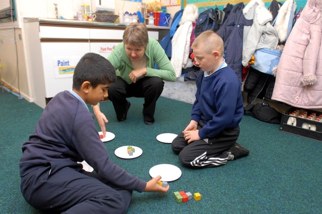 Pictured during a problem solving session at the school.