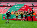 Hebburn players celebrate at Wembley.
