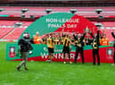 Hebburn players celebrate at Wembley.
