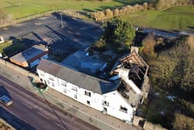 The Whitburn Lodge pub after the 2023 fire. Photo by Ian McClelland Media