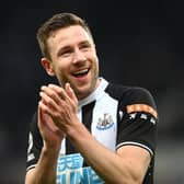 Paul Dummett applauds the fans after the Premier League match between Newcastle United and Aston Villa at St. James Park on February 13, 2022 in Newcastle upon Tyne, England. (Photo by Stu Forster/Getty Images)
