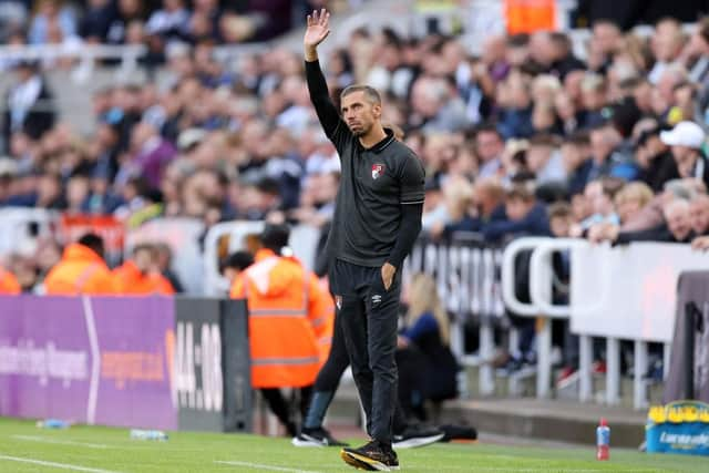 Gary O'Neil, Interim Manager of AFC Bournemouth waves towards the fans during the Premier League match between Newcastle United and AFC Bournemouth at St. James Park on September 17, 2022 in Newcastle upon Tyne, England. (Photo by George Wood/Getty Images)