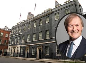 Sir David Amess, inset, who died on Friday, October 15 after being stabbed. Flags at Downing Street have been lowered to half mast.
