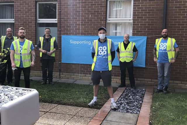 The Co-op team at the new-look courtyard at Palmer Community Hospital