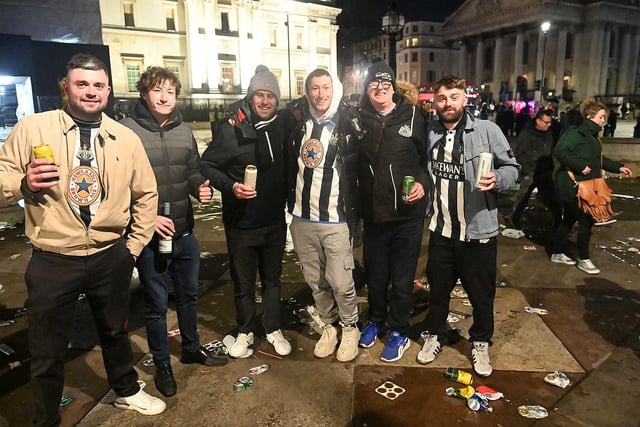 Some of the hardy last few who lasted the night at Trafalgar Square
