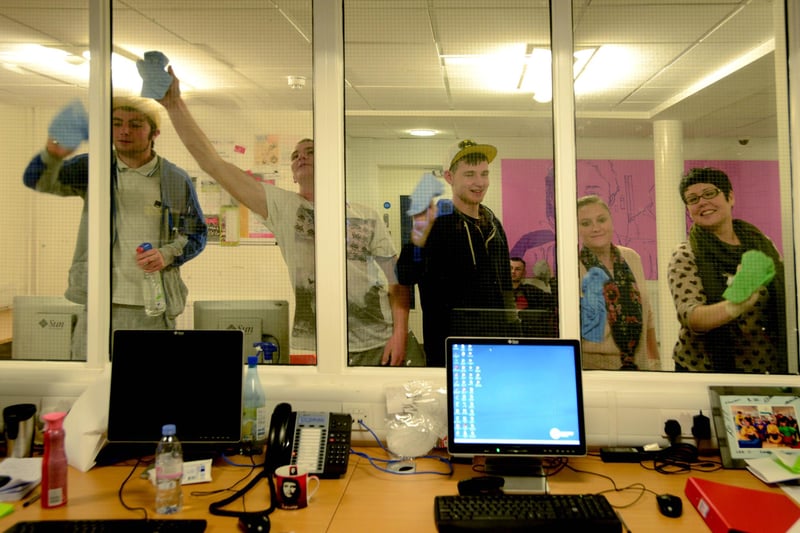 Staff and young people at Centrepoint were pictured getting ready for the visit of Prince William in 203.