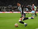 Newcastle player Jamal Lewis in action during the Premier League match between Newcastle United and Burnley at St. James Park on December 04, 2021 in Newcastle upon Tyne, England. (Photo by Stu Forster/Getty Images)