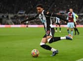 Newcastle player Jamal Lewis in action during the Premier League match between Newcastle United and Burnley at St. James Park on December 04, 2021 in Newcastle upon Tyne, England. (Photo by Stu Forster/Getty Images)