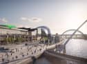 Artists impression of The Sage, a new conference centre and arena being built on the Gateshead Quayside