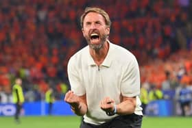 Gareth Southgate, head coach of England, celebrates after the team's victory in the UEFA EURO 2024 semi-final against Netherlands. (Picture: Stu Forster/Getty Images)