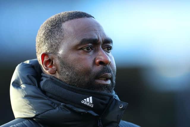 Andy Cole during his time assisting Sol Campbell at Southend United.
