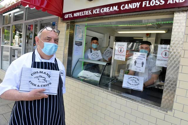 Colmans Fish and Chips on Ocean Road now offer a delivery or click and collect service. Richard Ord (Snr) with sons Dominic and Richard (Jnr) (R)