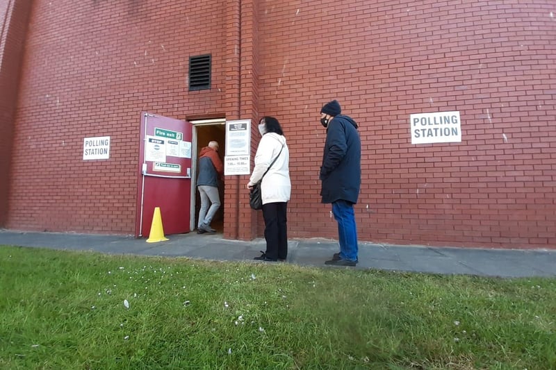 A small queue formed outside Mill House polling station this morning.