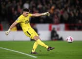 Nick Pope of Newcastle United takes a goal kick during the Premier League match between Nottingham Forest and Newcastle United at City Ground on March 17, 2023 in Nottingham, England. (Photo by Laurence Griffiths/Getty Images)