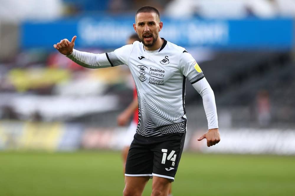 Conor Hourihane playing for Swansea City.